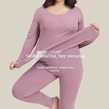 Plus-size ženski termalni set donjeg rublja, debeo flis unutarnji sloj, jesen-zima top i hlače