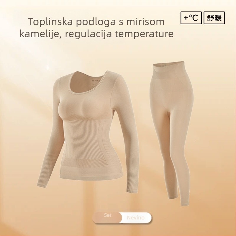 Ženski bezšivni termalni komplet donjeg rublja: oblikovanje tijela, kontrola trbuha, podizanje stražnjice, topli osnovni sloj od najlona