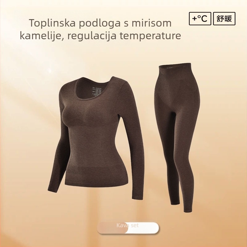 Ženski bezšivni termalni komplet donjeg rublja: oblikovanje tijela, kontrola trbuha, podizanje stražnjice, topli osnovni sloj od najlona