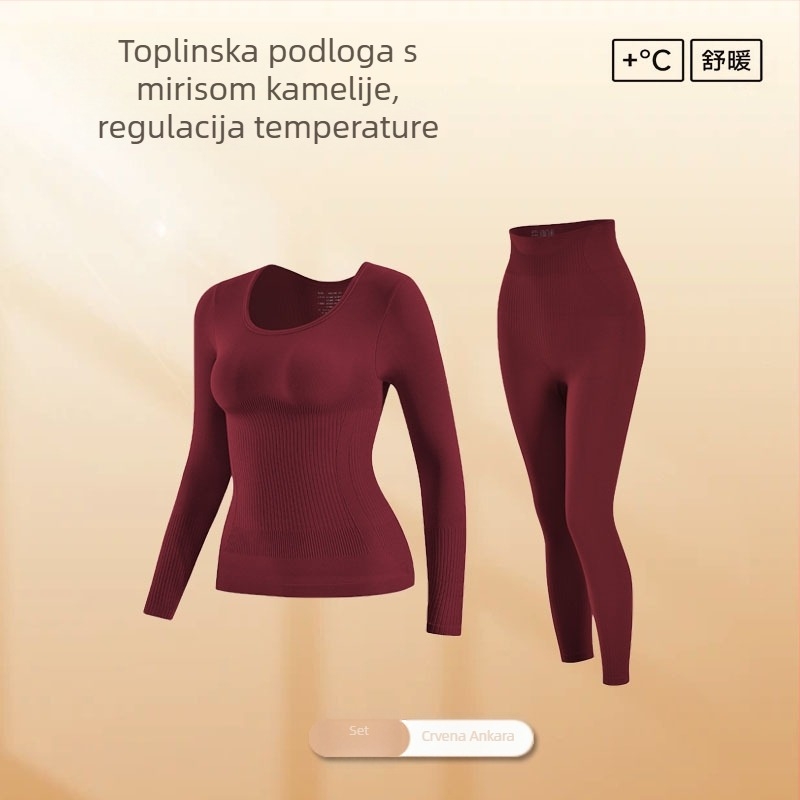 Ženski bezšivni termalni komplet donjeg rublja: oblikovanje tijela, kontrola trbuha, podizanje stražnjice, topli osnovni sloj od najlona