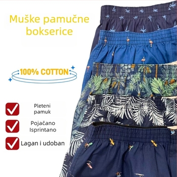 Muške pamukaste gaćice s cvjetnim uzorkom, prozračne, srednji pojas, 100% pamuk