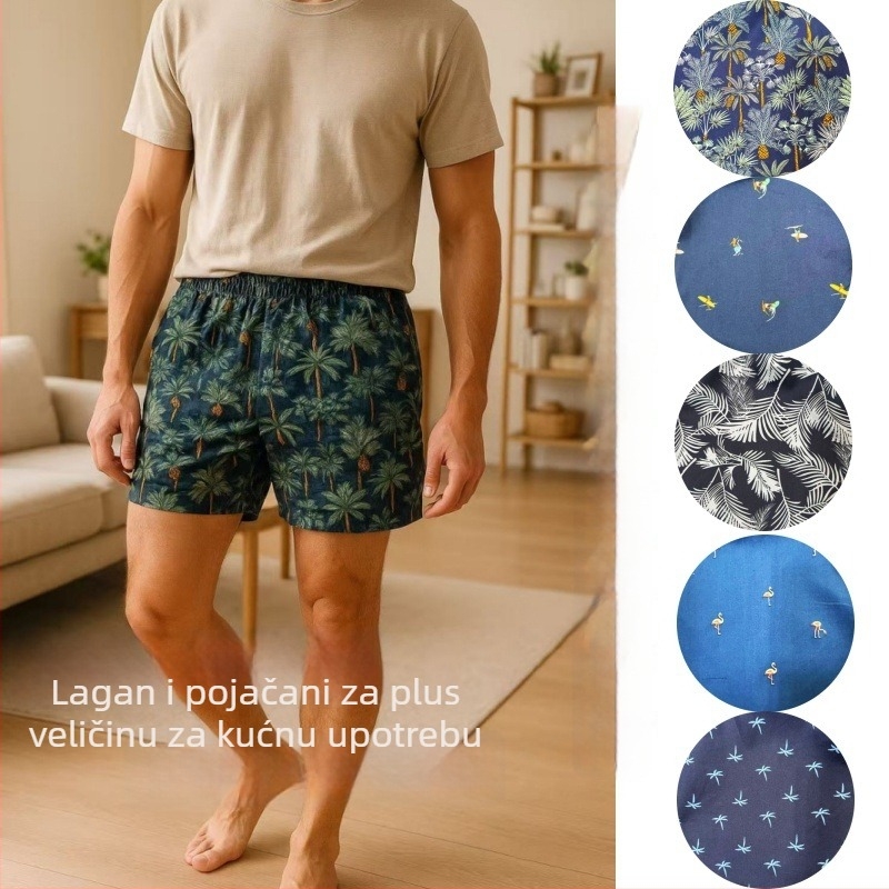 Muške pamukaste gaćice s cvjetnim uzorkom, prozračne, srednji pojas, 100% pamuk