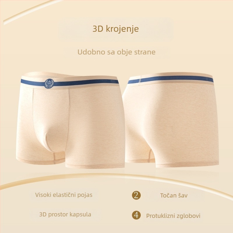 Muške gaćice od pamuka, 90–95%, prozračne, intimna podstava od svile, usklađen uzorak bojom, srednji pojas