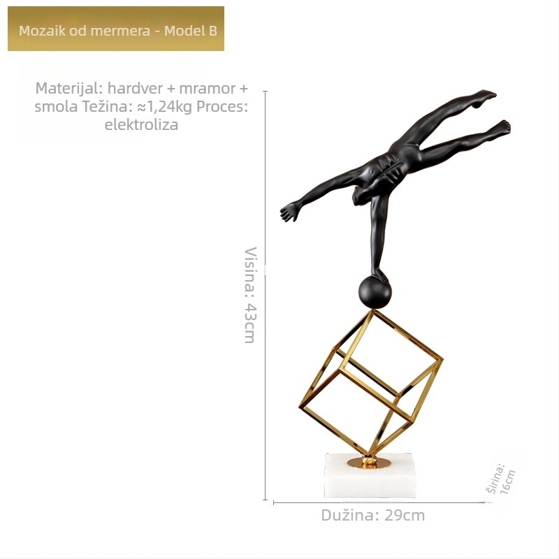 Oeny nordijska karakterna skulptura od metala i smole, ornament, moderni minimalistički dekor