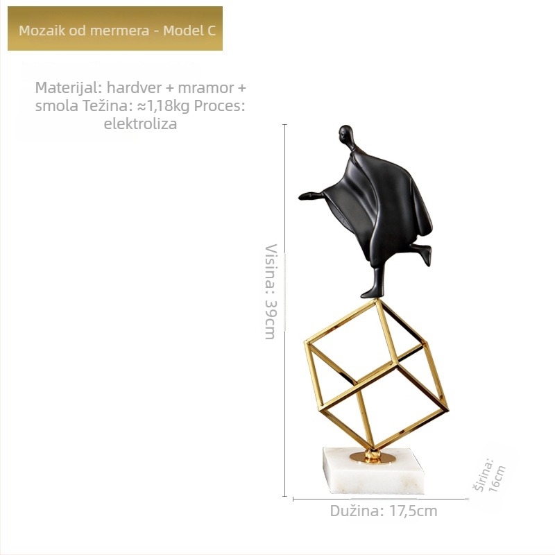 Oeny nordijska karakterna skulptura od metala i smole, ornament, moderni minimalistički dekor