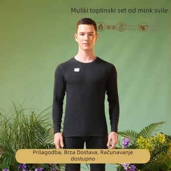Muški termalni set donjeg rublja - mink velvet silk tkanina, poliester glavna tkanina, ekstra debela 301–350 g/m2, gornji dio Skin-base sloja, okrugli ovratnik, oblikuje tijelo i održava toplinu