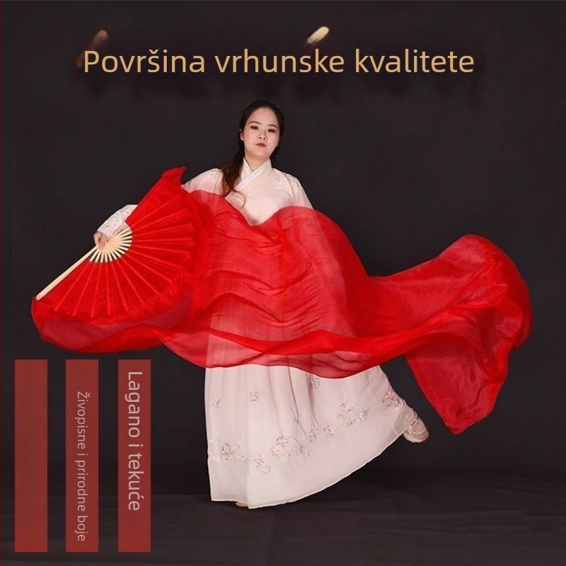 Svileni fan za ples, kineskog stila, dugi svilenkasti fan, drevni dizajn, ljeto 2021