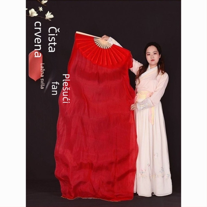 Svileni fan za ples, kineskog stila, dugi svilenkasti fan, drevni dizajn, ljeto 2021