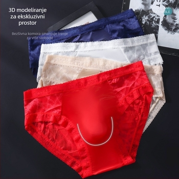 Muške bezšivne gaćice Ice Silk – Najlon glavna tkanina, pletene, prozračne, brzo sušeće, srednji struk