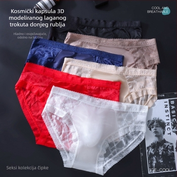 Muške bezšivne gaćice Ice Silk – Najlon glavna tkanina, pletene, prozračne, brzo sušeće, srednji struk