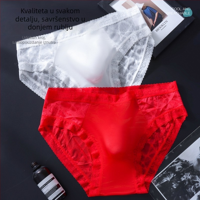 Muške bezšivne gaćice Ice Silk – Najlon glavna tkanina, pletene, prozračne, brzo sušeće, srednji struk