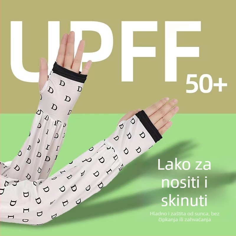 Ženske rukave od Ice Silk – labave, prozračne, uzorak s slovima i prugom, poliester + modal vlakna