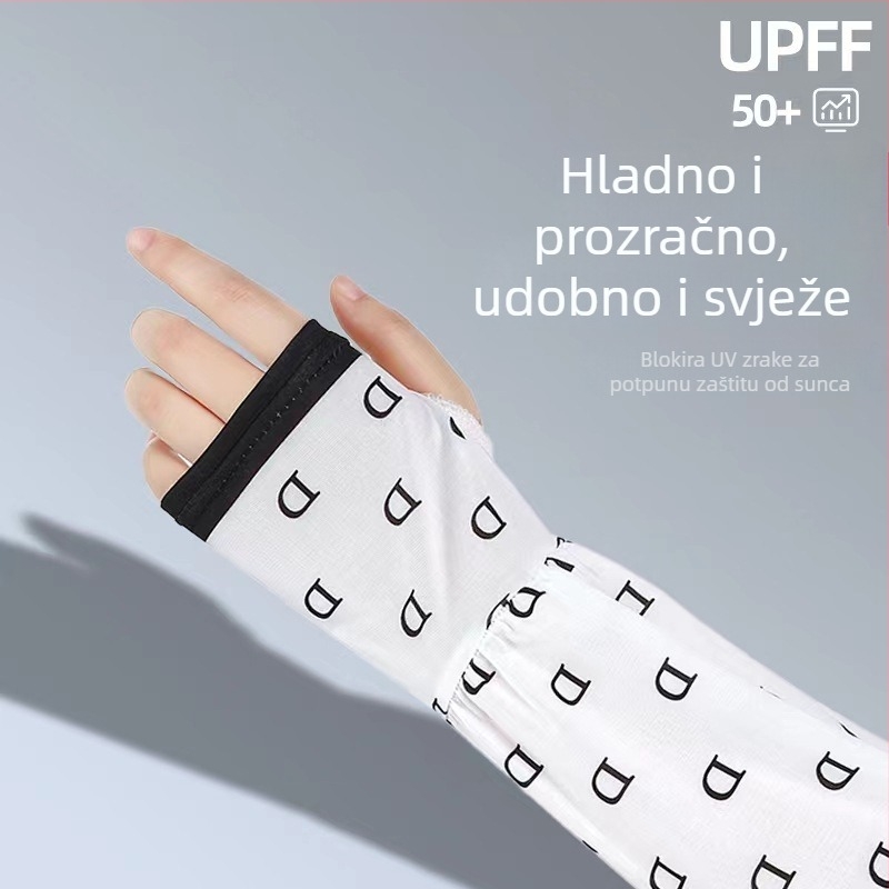 Ženske rukave od Ice Silk – labave, prozračne, uzorak s slovima i prugom, poliester + modal vlakna