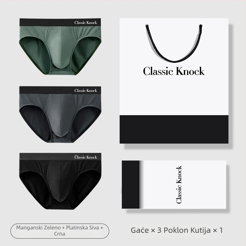 Classic Knock Modal muške bokserice – prozračne, antibakterijske, srednji pojas, kutija za poklon