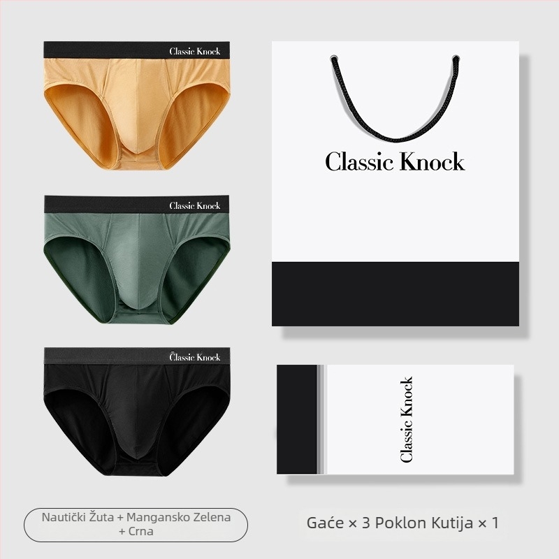 Classic Knock Modal muške bokserice – prozračne, antibakterijske, srednji pojas, kutija za poklon