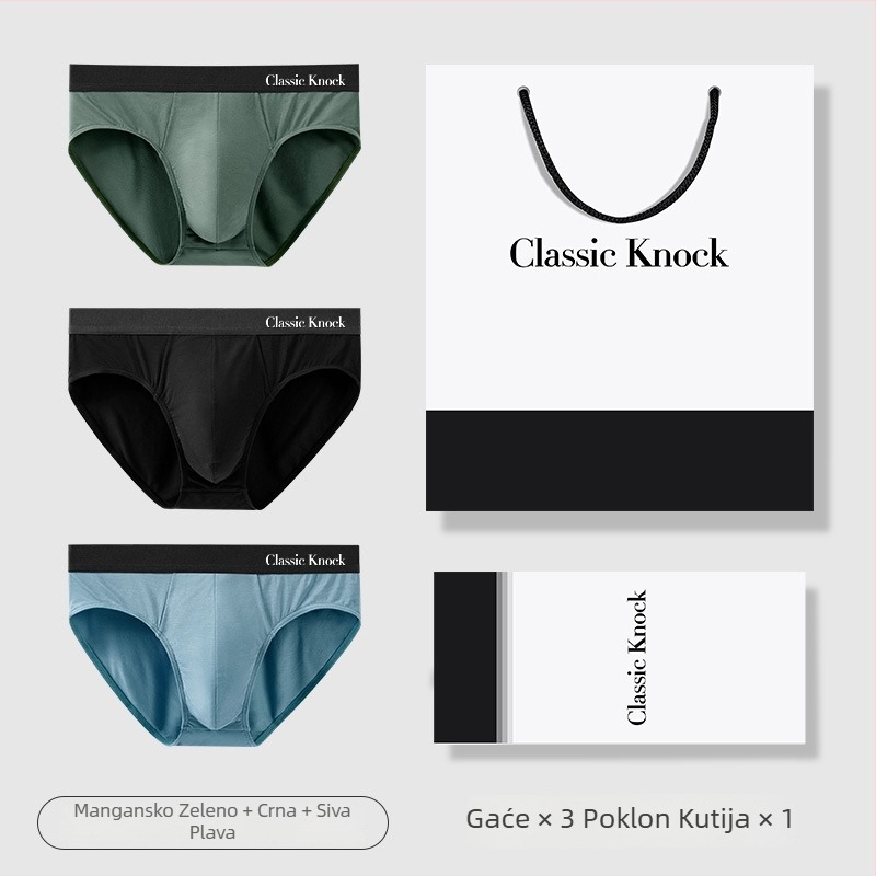 Classic Knock Modal muške bokserice – prozračne, antibakterijske, srednji pojas, kutija za poklon