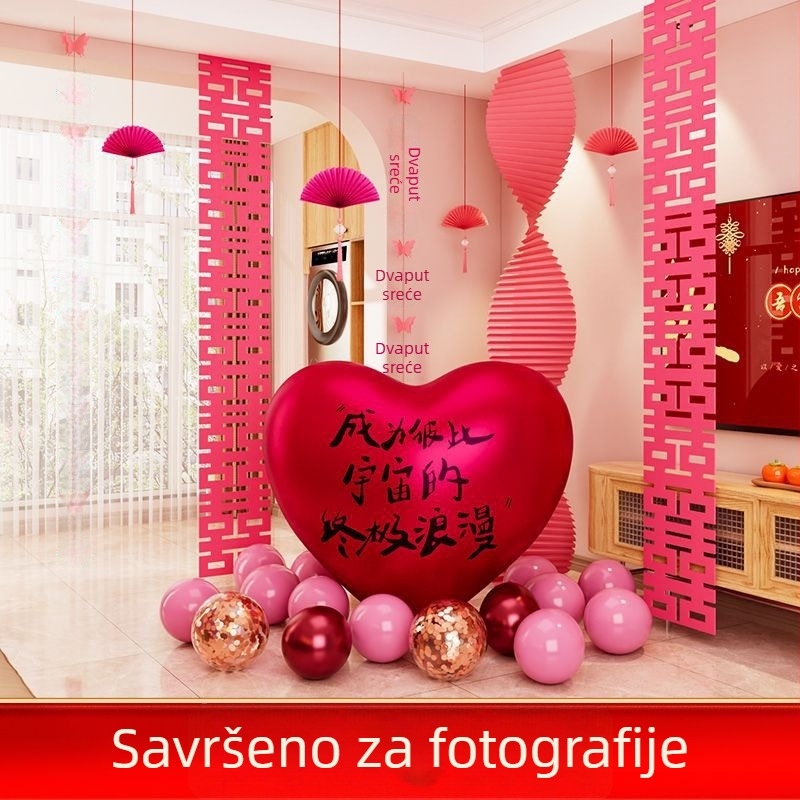 Set dekoracija sobe za vjenčanje od netkanog materijala, izgled valovitog papira, pakiranje Opp vrećom, dar za par, za vjenčanje