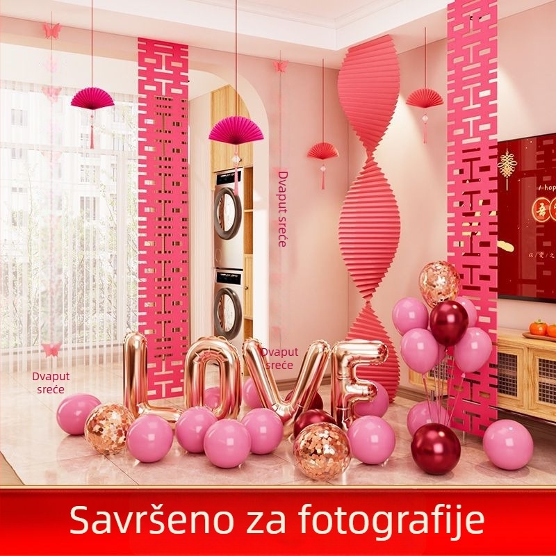 Set dekoracija sobe za vjenčanje od netkanog materijala, izgled valovitog papira, pakiranje Opp vrećom, dar za par, za vjenčanje