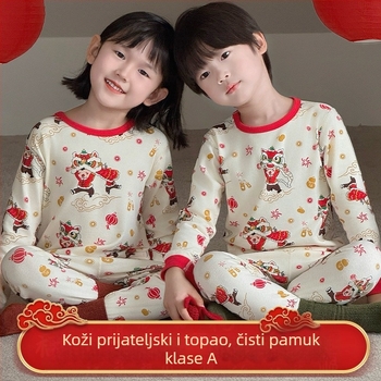 Dječji pamučni pyjama set za Novu godinu, 95% pamuk, gustoća tkanine 181–200 g/m2, uzrast 4–6 godina