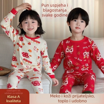 Dječji pamučni pyjama set za Novu godinu, 95% pamuk, gustoća tkanine 181–200 g/m2, uzrast 4–6 godina