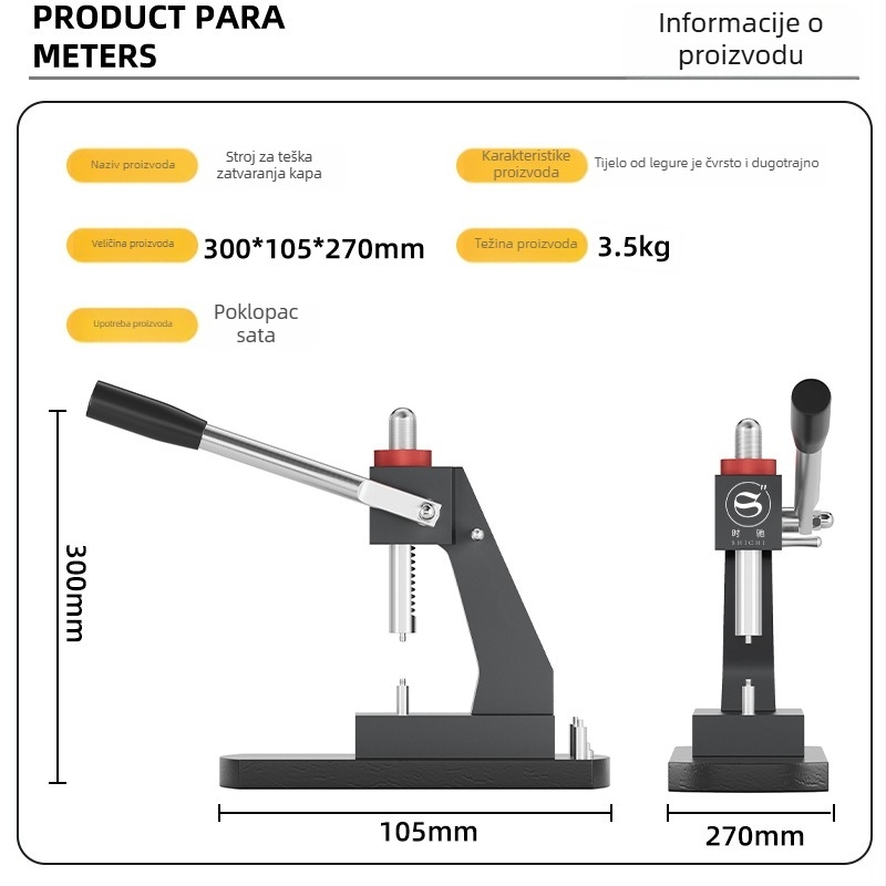 Stroj za zatvaranje stražnjeg poklopca sata, cijeli metal, teška konstrukcija, model 6173, alat za popravak satova Haoda