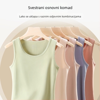 Ženska pamučna termo vest — okrugli izrez, bazni sloj ili za vanjsku uporabu, 95–100% pamuk, 201–250 g/m², jednobojna
