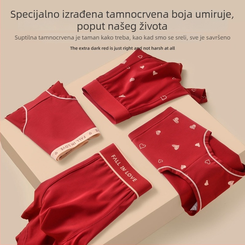 Crveno pamučno donje rublje za parove, čista pamuk, dizajn Godine zmije