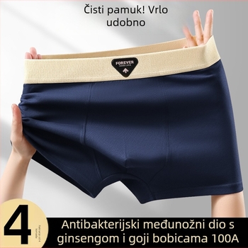Muške pamučne bokserice sa srednjim pojasom, prozračne i udobne, jednobojne
