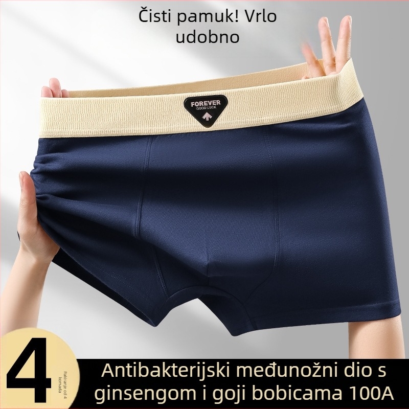 Muške pamučne bokserice sa srednjim pojasom, prozračne i udobne, jednobojne