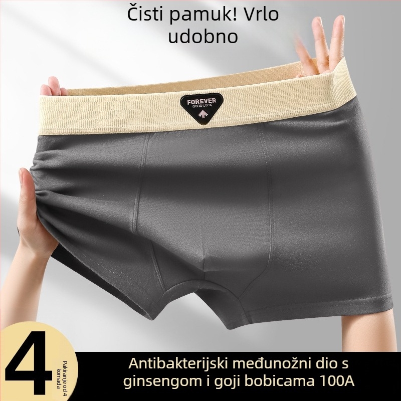 Muške pamučne bokserice sa srednjim pojasom, prozračne i udobne, jednobojne