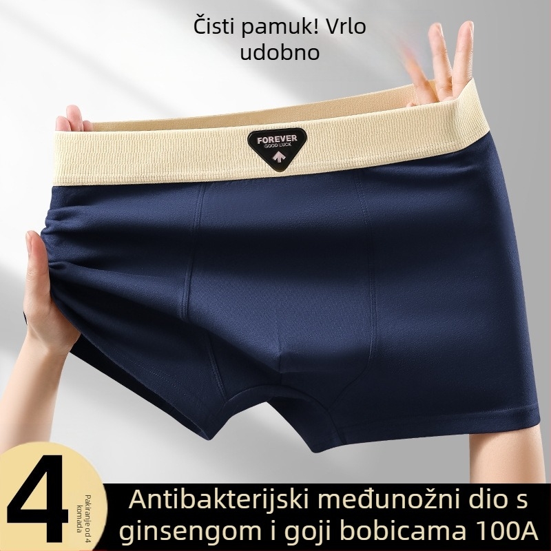 Muške pamučne bokserice sa srednjim pojasom, prozračne i udobne, jednobojne