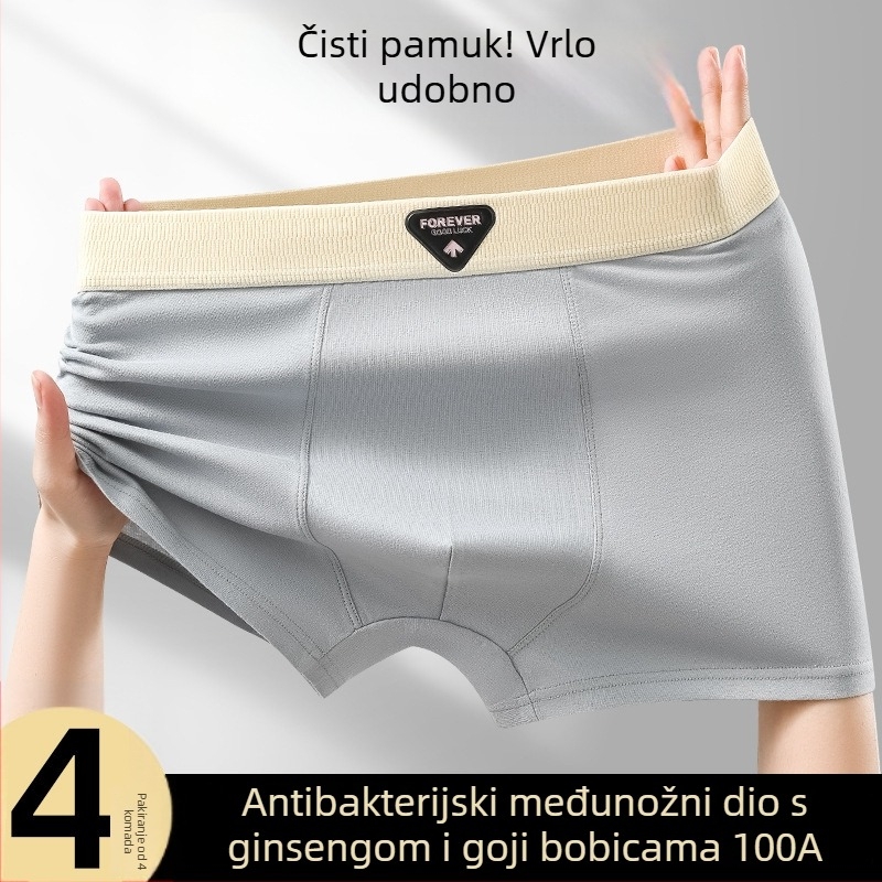 Muške pamučne bokserice sa srednjim pojasom, prozračne i udobne, jednobojne