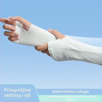 Ljetne vanjske rukavice za zaštitu od sunca s Ice Silk otiskom, lagane i prozračne, s gradijentnom bojom, otvorom za palac, prilagodljive, za plivanje, vožnju bicikla i ribolov