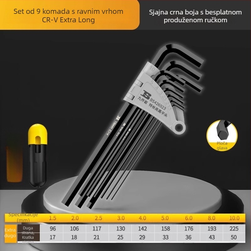 Persia set Allen ključeva, CRV legura čelična, šesterokutna glava