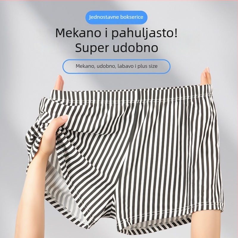 Muške bokserice na pruge, prozračne, casual kroj, velike veličine