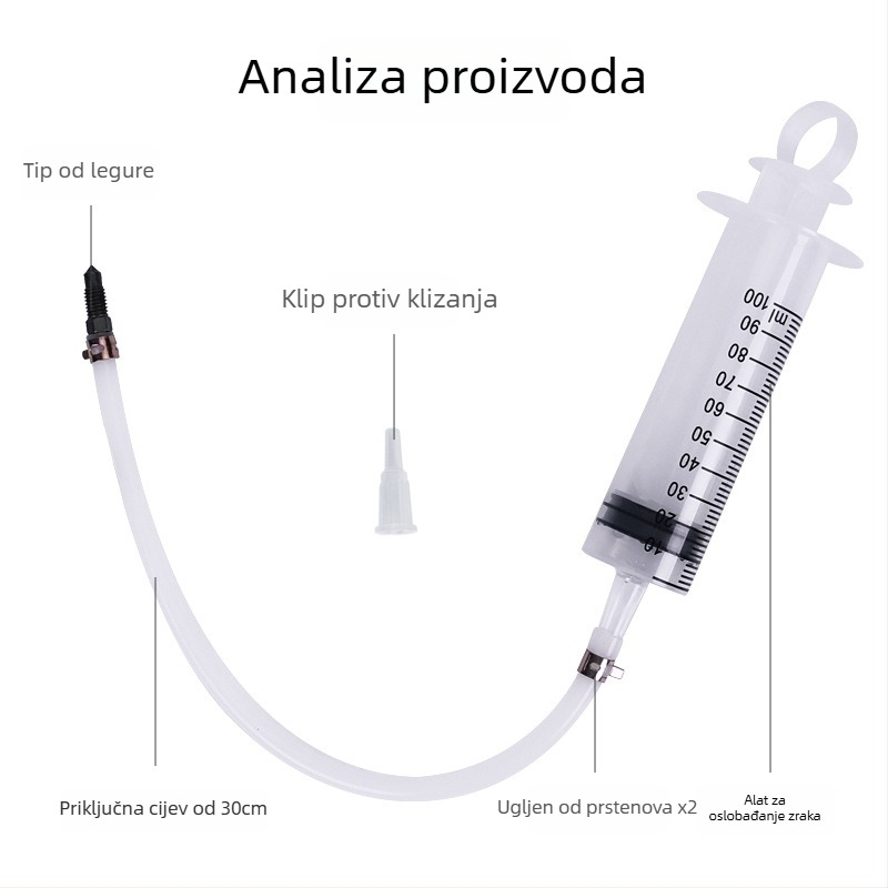 Set alata za održavanje disk brzine motocikla s cijevi za ulje, cilindrom s iglom za dopunu, uređajem za ispuštanje zraka i pumpom gore-dolje