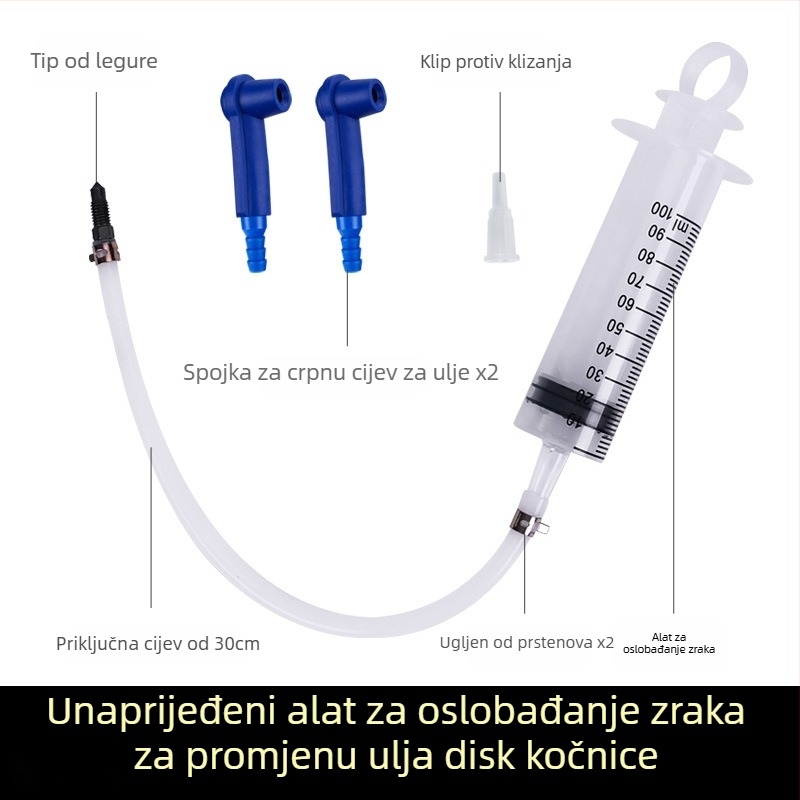Set alata za održavanje disk brzine motocikla s cijevi za ulje, cilindrom s iglom za dopunu, uređajem za ispuštanje zraka i pumpom gore-dolje