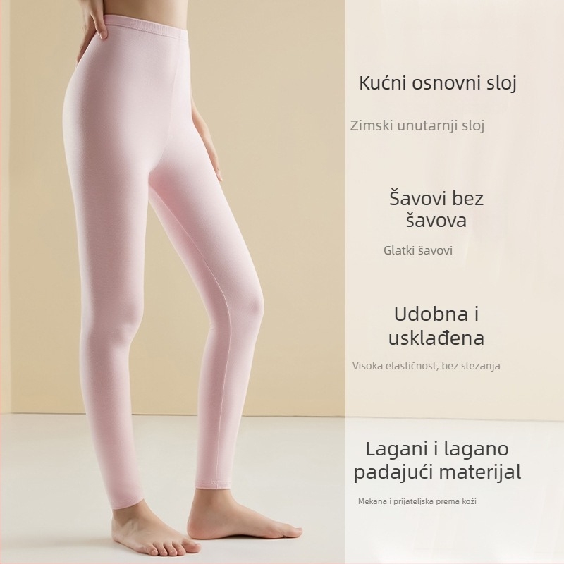 Ženske leggine od modalnog materijala, tanke, visok pas, topla podstava, plus veličina, duljina 9/10, jesen-zima