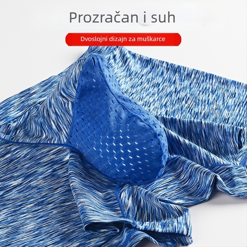 Muške bokserice s dvostrukim džepom, prozračni poliester, pleteni materijal, srednji pojas