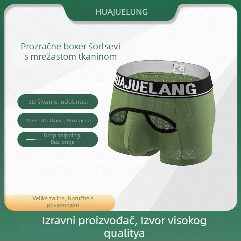 Muške gaćice s U-oblikovanim džepom, prozračna mreža, najlon materijal, niski struk
