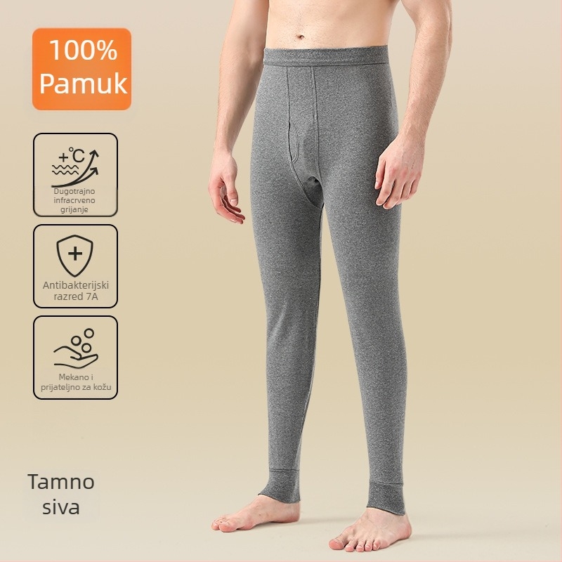 Muške termalne hlače od 100% pamuka, s flis podstavom, uskog kroja, tople, debeo materijal 201-250 g/m2