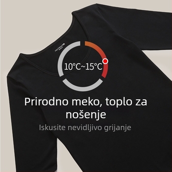 Ženski termo komplet: 95% pamuk 5% elastan, jednobojna, gornji dio s okruglim izrezom i dugi rukavi + duge hlače, jednoslojni, srednja težina 181-200 g/m2, toplo