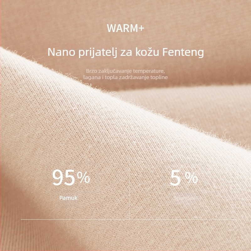 Ženski termo komplet: 95% pamuk 5% elastan, jednobojna, gornji dio s okruglim izrezom i dugi rukavi + duge hlače, jednoslojni, srednja težina 181-200 g/m2, toplo