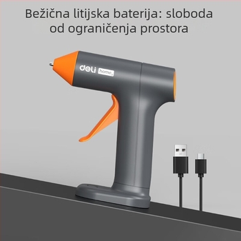 Bežični pištolj za topljenje ljepila s litijevom baterijom, za kućnu upotrebu, protiv lijepljenja i propuštanja, automatski način pripravnosti, uključuje 10 ljepilnih štapića