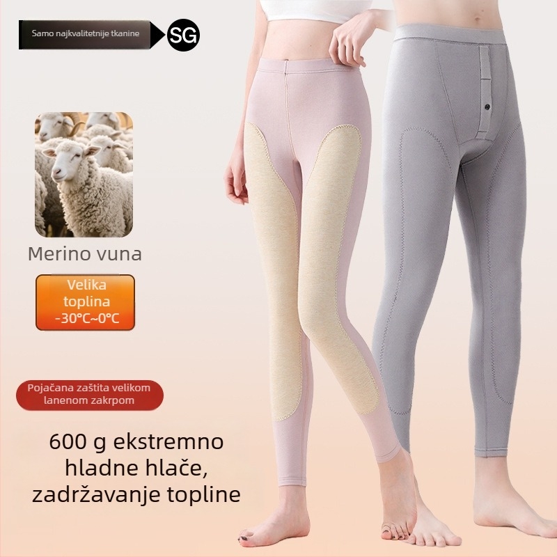 600 g izuzetno debeli zimski termalni hlače, flis unutrašnja, antibakterijski osnovni sloj, unisex