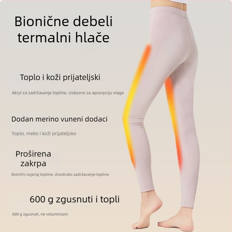 600 g izuzetno debeli zimski termalni hlače, flis unutrašnja, antibakterijski osnovni sloj, unisex