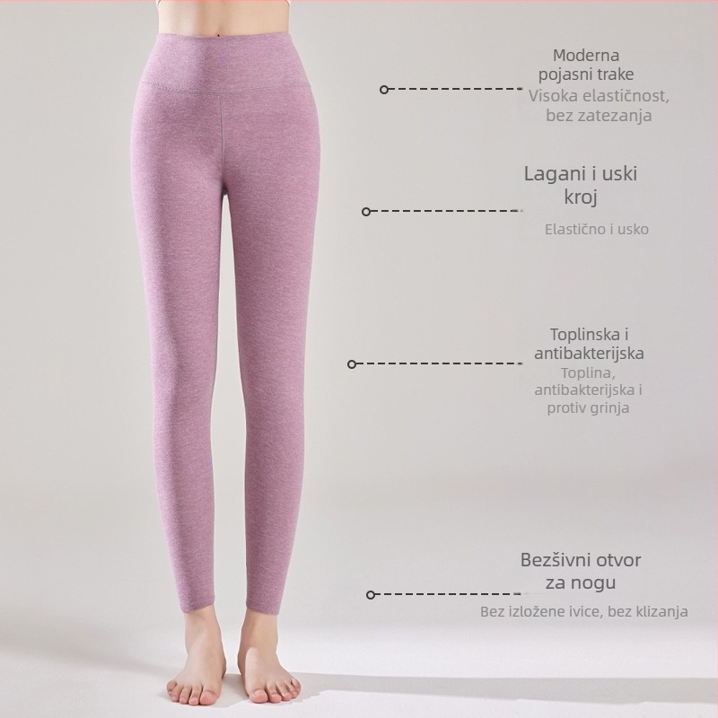 Ženske termo hlače visokog struka s flisom, poliester 90–95%, ekstra debele, bez šavova