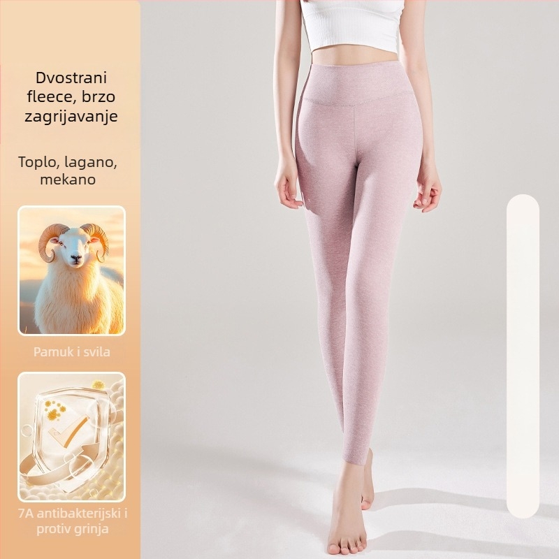 Ženske termo hlače visokog struka s flisom, poliester 90–95%, ekstra debele, bez šavova