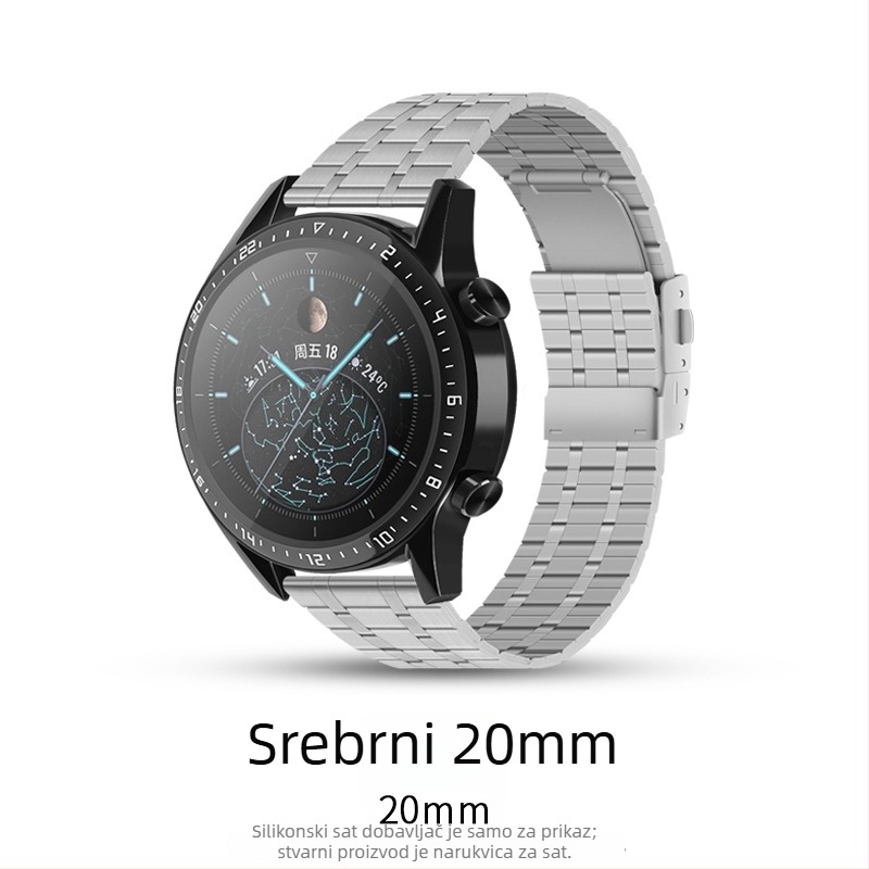 Remen od nehrđajućeg čelika 304 za Huawei Watch2/3/GT2 Pro, brzo podešavanje i kopča s dvostrukim pritiskanjem, poslovni stil