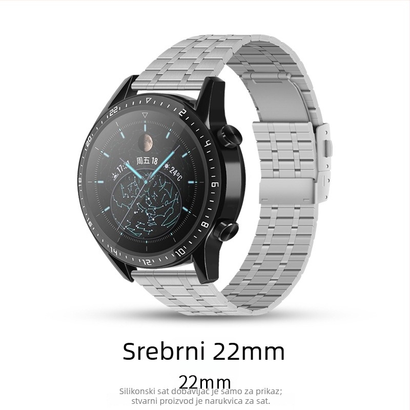 Remen od nehrđajućeg čelika 304 za Huawei Watch2/3/GT2 Pro, brzo podešavanje i kopča s dvostrukim pritiskanjem, poslovni stil